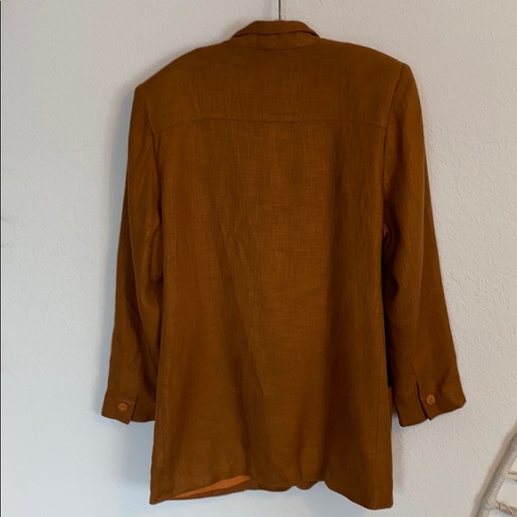 Vintage Brown Linen Oversized Blazer - Picture 6 of 6